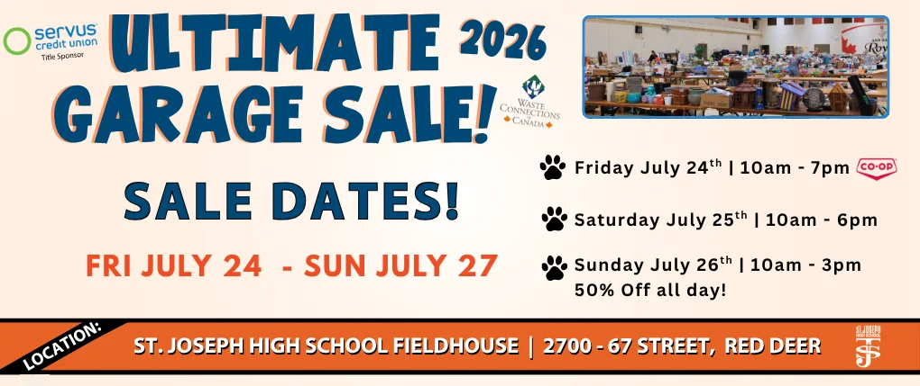 Central Alberta Humane Society 2026 Ultimate Garage Sale July 24 to July 27