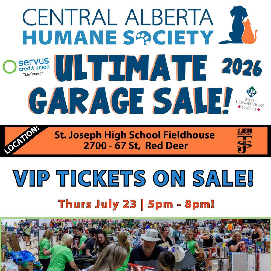 Central Alberta Humane Society's Ultimate Garage Sale 2026 VIP Night Information